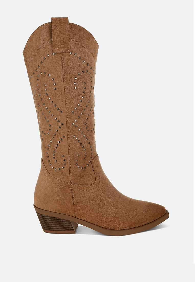 Lariat Studs Embellished Cowboy Boots-5