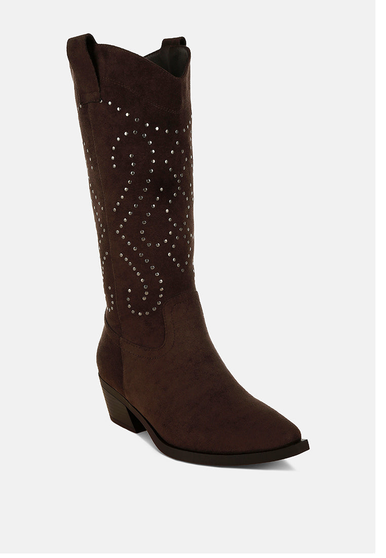 Lariat Studs Embellished Cowboy Boots-1