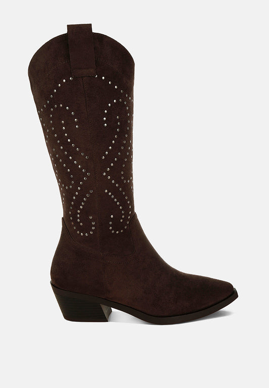 Lariat Studs Embellished Cowboy Boots-0