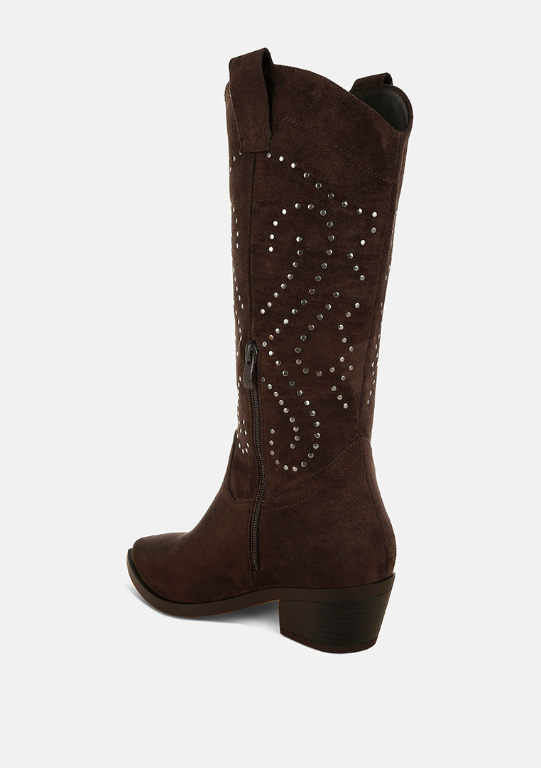 Lariat Studs Embellished Cowboy Boots-2