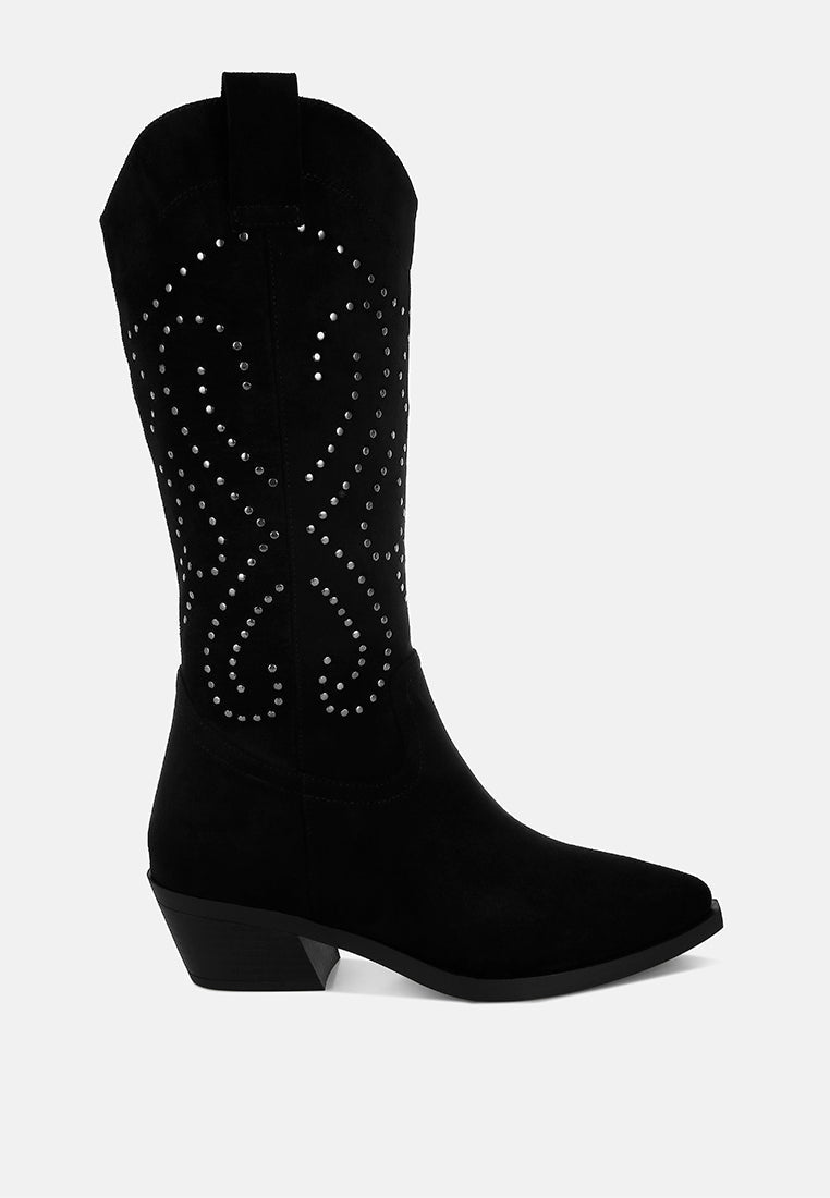 Lariat Studs Embellished Cowboy Boots-6