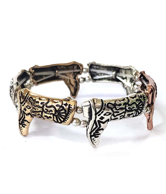 WESTERN THEME STRETCH BRACELET - COWBOY BOOTS-0
