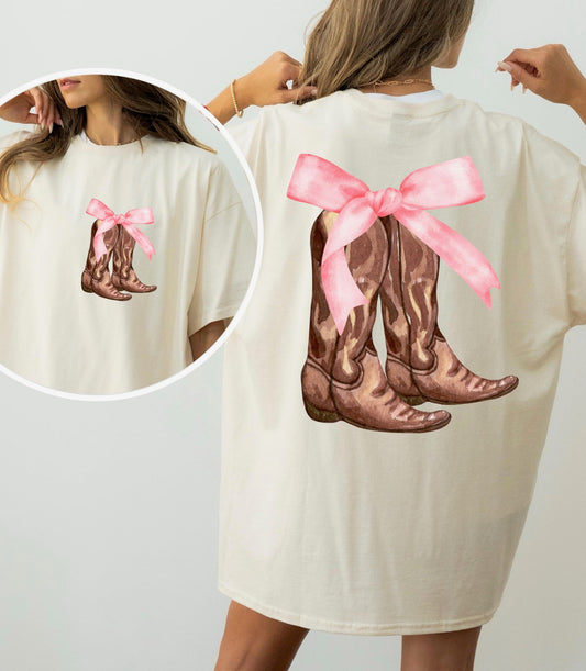 Coquette Cowboy Boots (front and back) - Comfort Tee-1