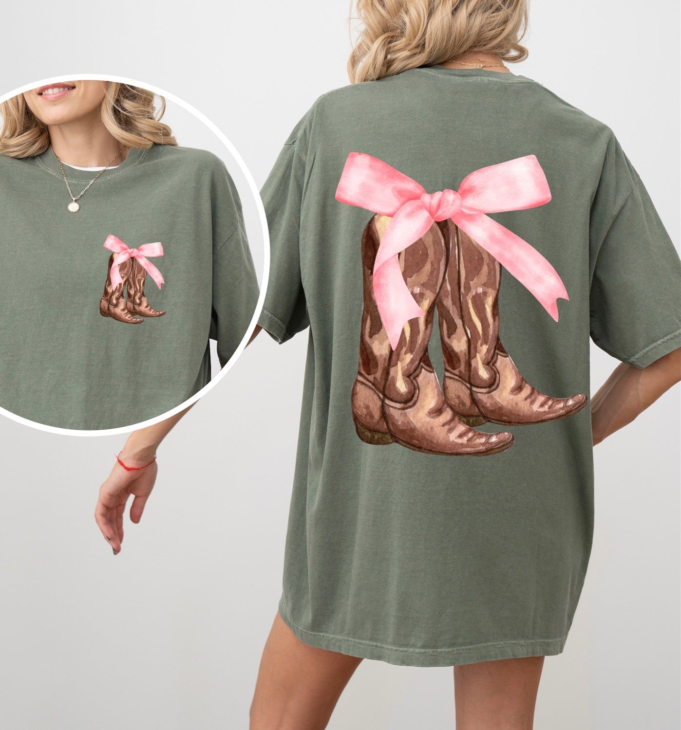 Coquette Cowboy Boots (front and back) - Comfort Tee-2