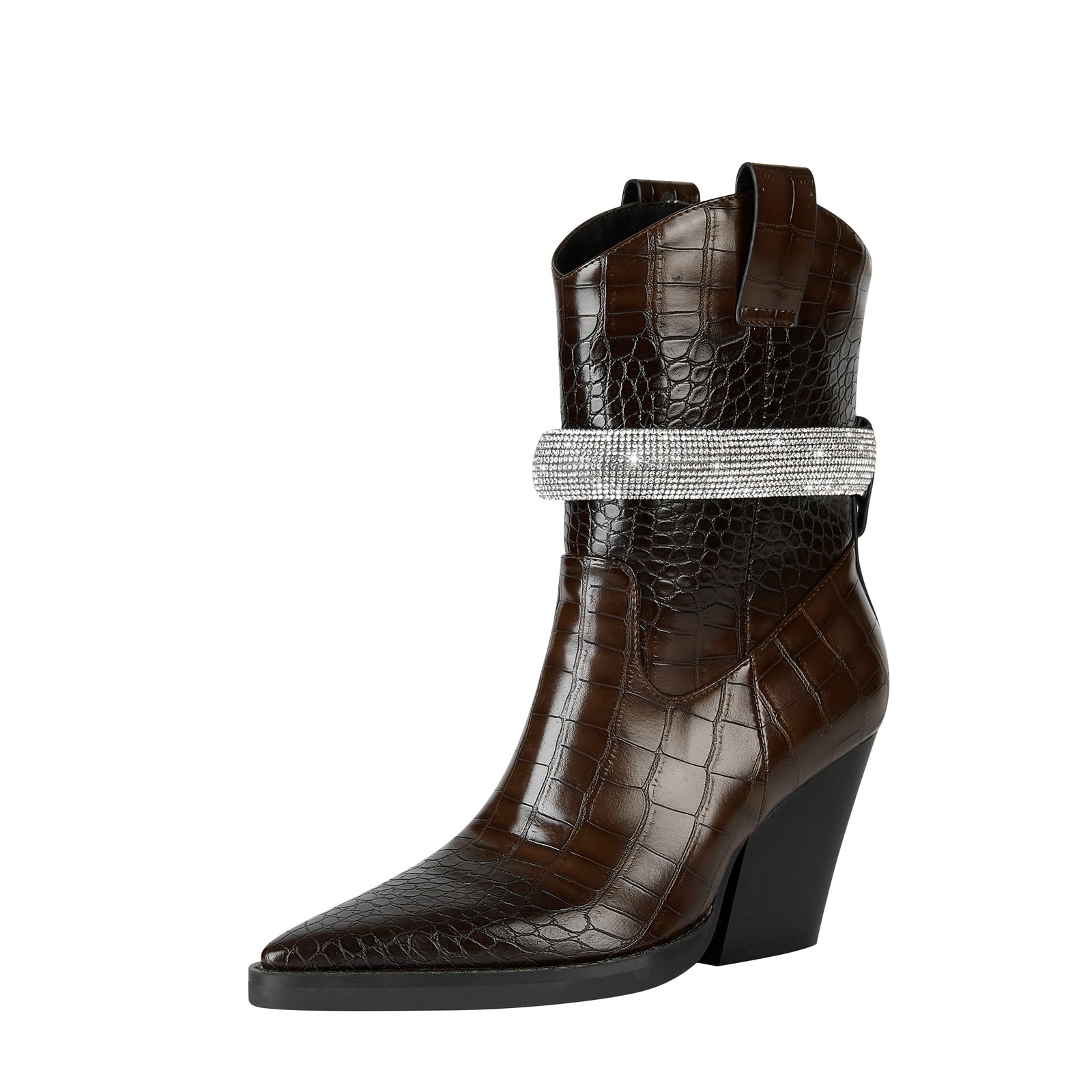 Rhinestone Strap Country Knee High Boots-2