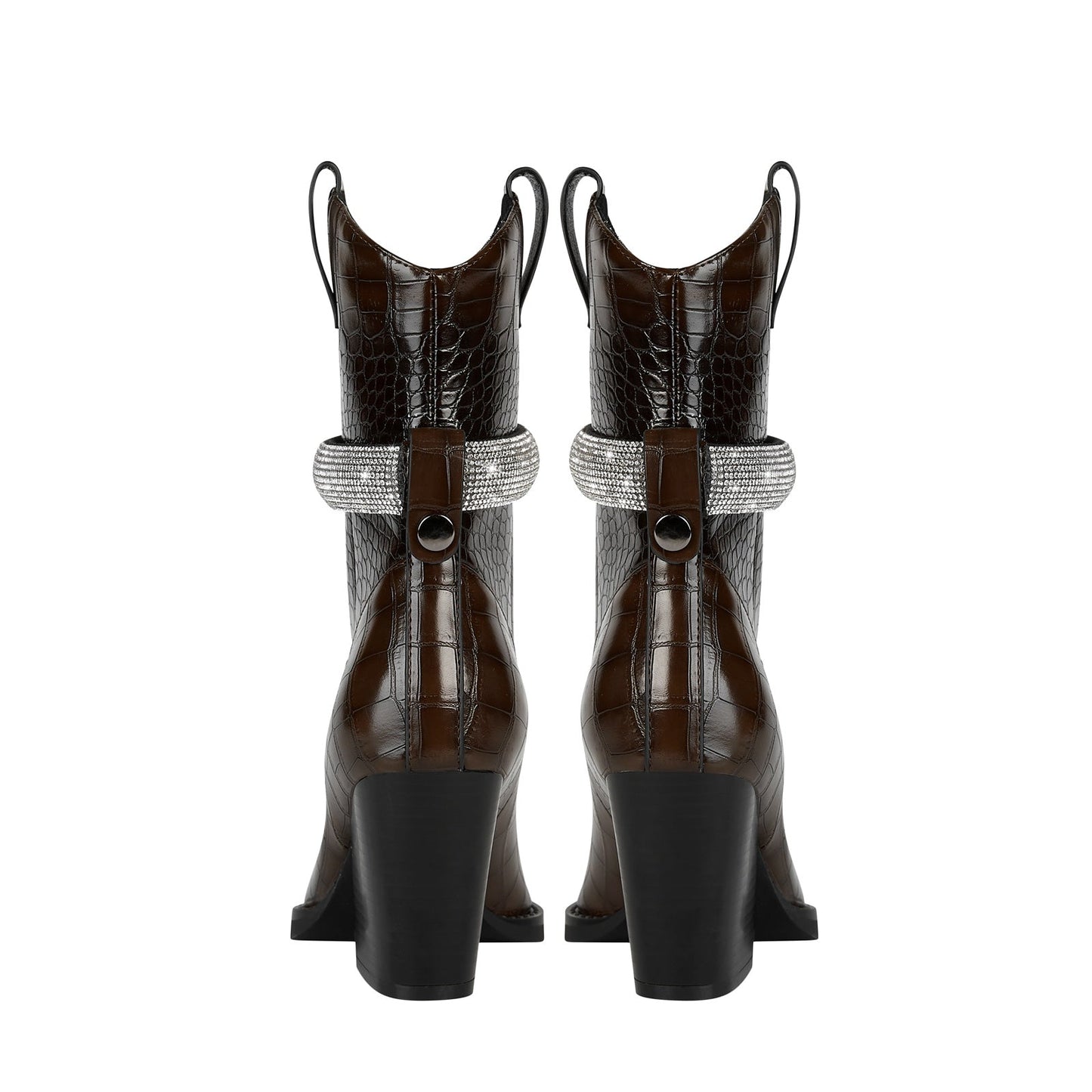 Rhinestone Strap Country Knee High Boots-4