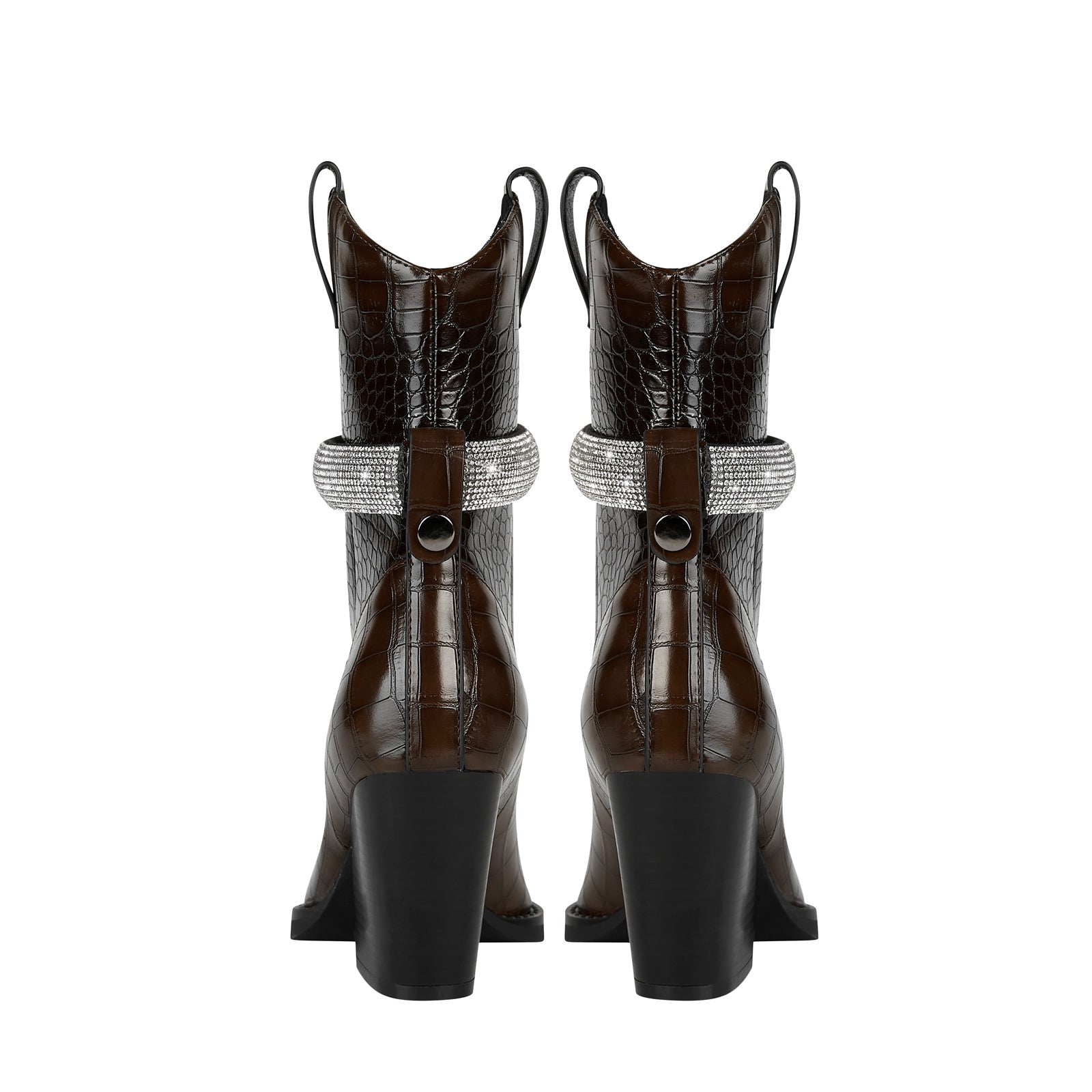 Rhinestone Strap Country Knee High Boots-4