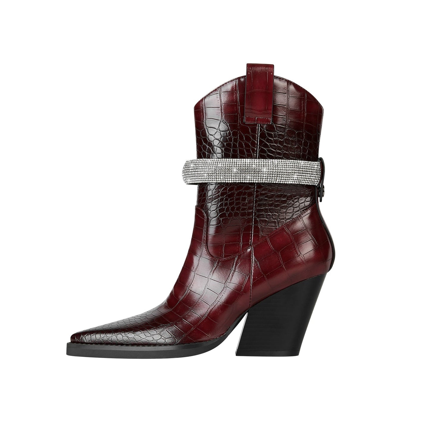 Rhinestone Strap Country Knee High Boots-5