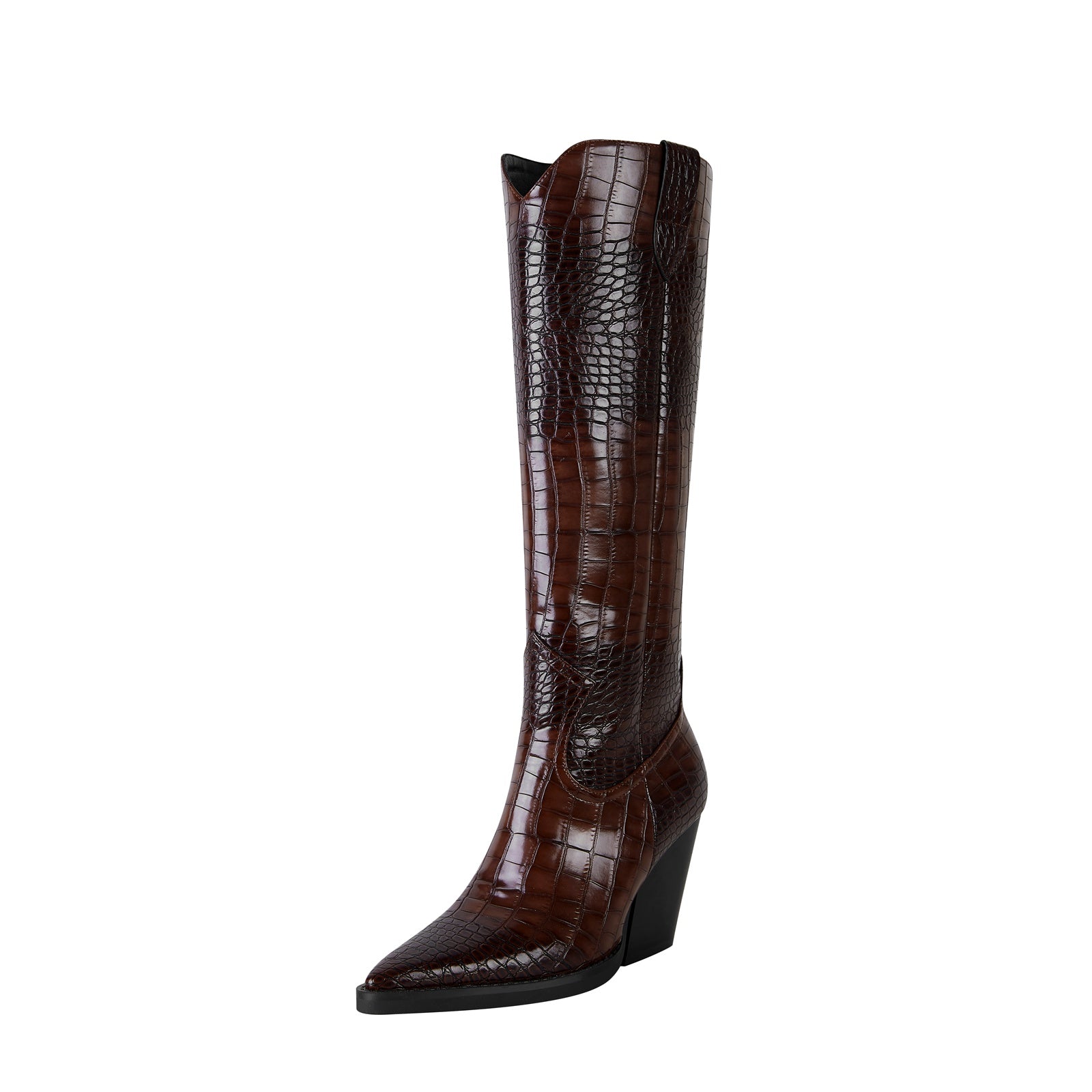 Rich Tone Leather Country Knee High Boots-1