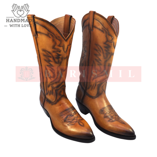 Cowboy Boots - Tan Leather-0