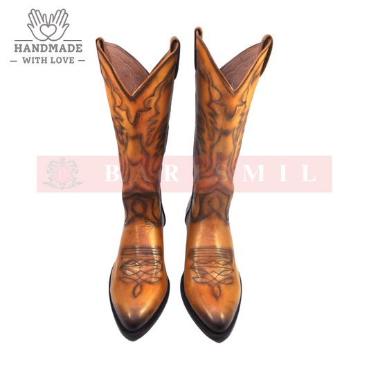 Cowboy Boots - Tan Leather-1